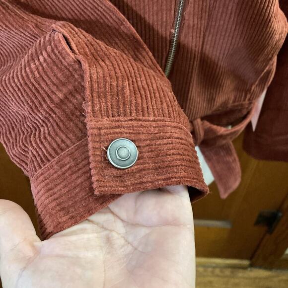 Fashion On Earth Women’s corduroy Sherpa Lined Jacket L New Rust retro Grunge ￼ - Picture 5 of 13